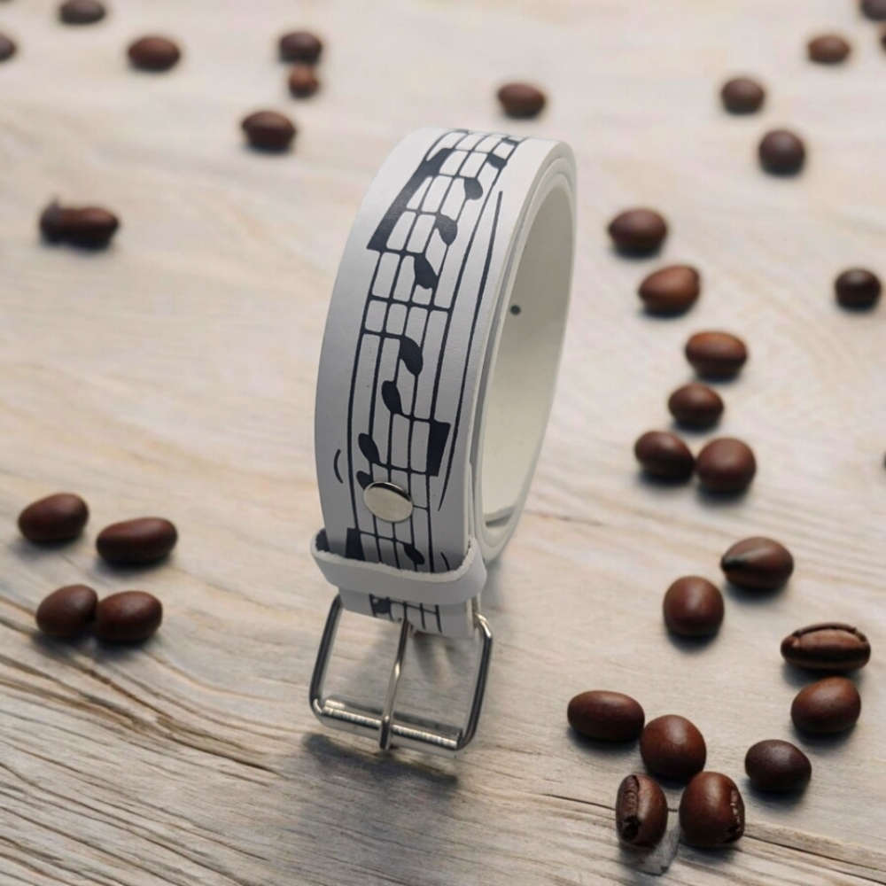 Genuine Leather belt with "🎶" Notes